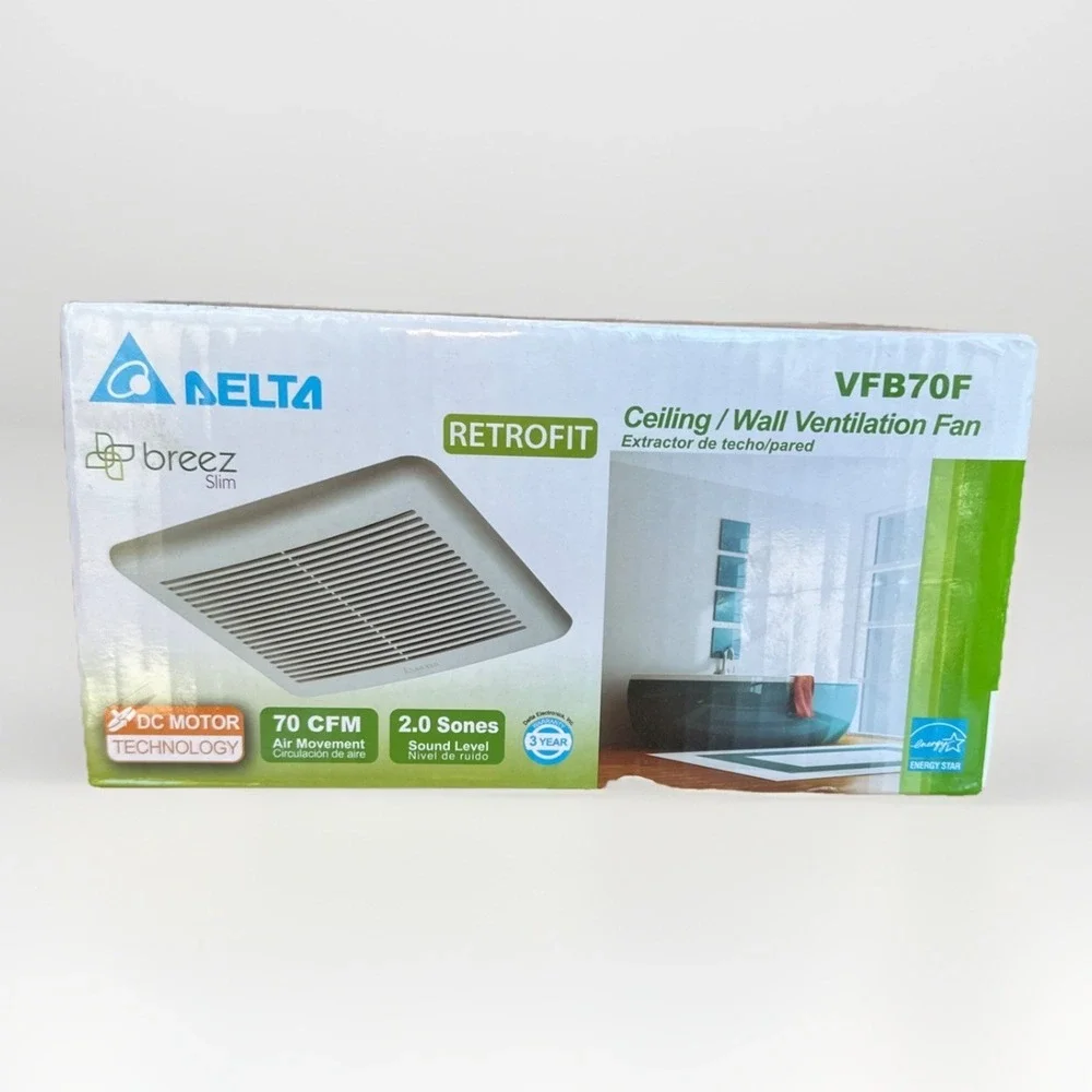 Delta Breeze Slim Retrofit Ceiling Wall Ventilation Fan VFB70F New